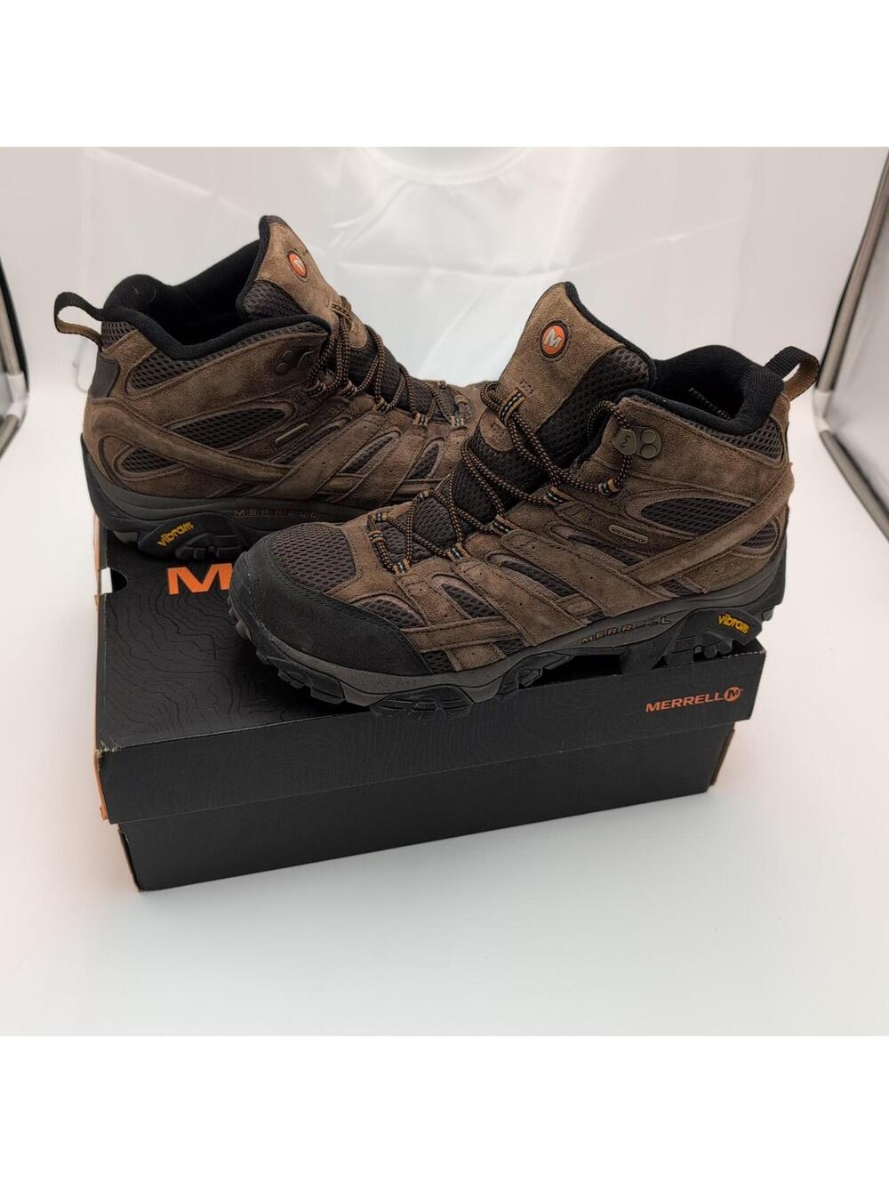 Merrell Moab 2 Mid WP Mens 11.5 Brown Waterproof Hiking Boots Vibram Used